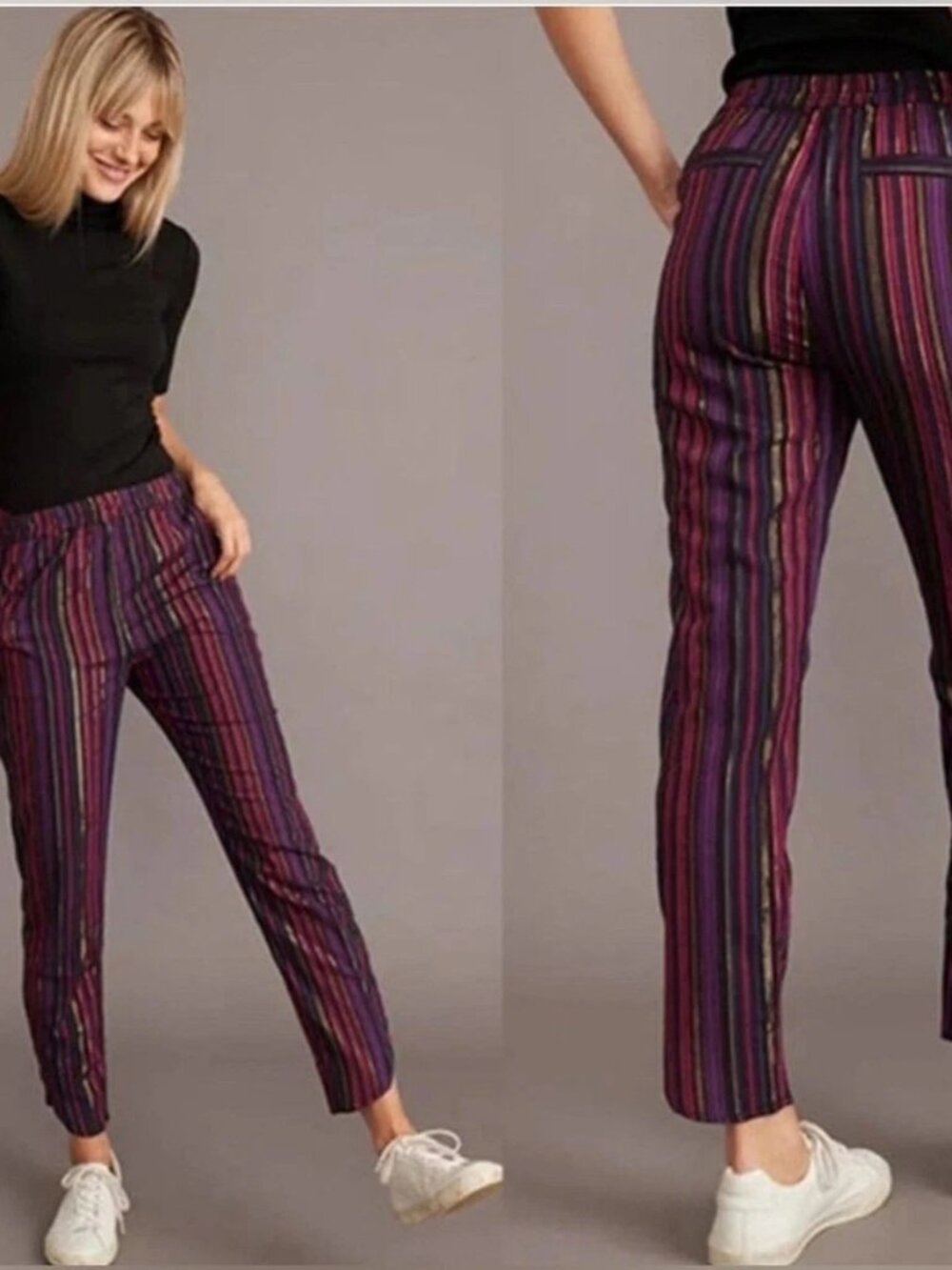 MARINE LAYER tencel blend allison pants in lurex metallic stripe (M)